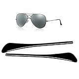 Replacement Temple Tips Ear Socks for Ray-Ban Aviator RB3025 3026 Sunglasses Repair kits Black,Bonus Sunglasses cloth (Black)
