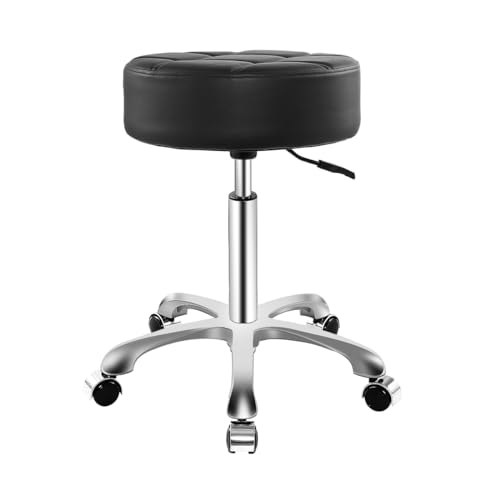 Image of Ainilaily Rolling Stool with Wheels, Thick Cushion Heavy Duty Esthetician Hydraulic Chair Stool for Work Medical Tattoo Salon Office (Black)