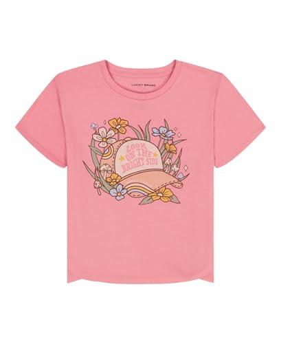 Image of Lucky Brand Girl's Short Sleeve Graphic T-Shirt, Tagless Cotton Tee with Fun Designs