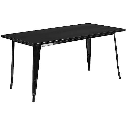 Flash Furniture Charis Commercial Grade 31.5' x 63' Rectangular Black Metal Indoor-Outdoor Table