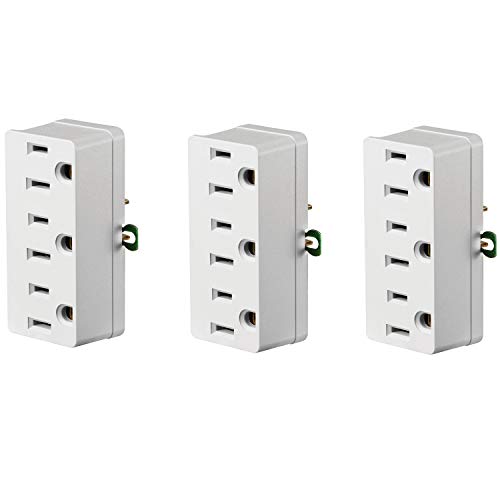 Leviton 698-W Not Available 698-W-15 Amp, 125 Volt, Grounding Triple Outlet Adapter, White, 3 Pack