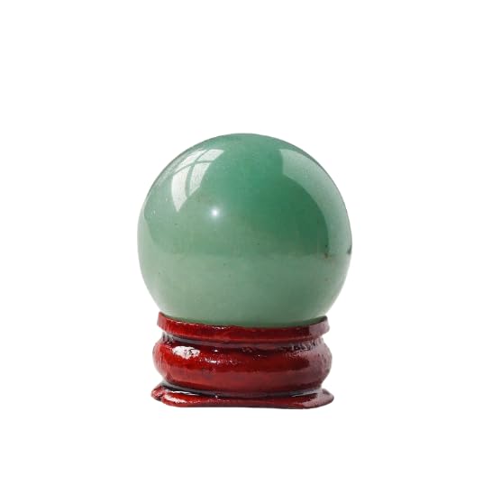 Namzi 1 Piece Green Natural Crystal Original Stone Ball with Base, Planetary Science Popularization Mineral Logo Ornament Seven Star Gust Water Ball