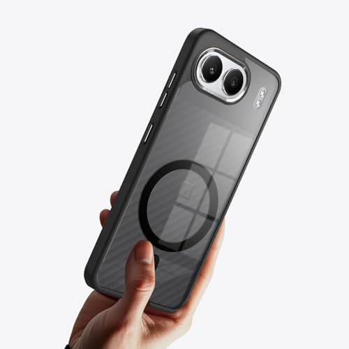 Image of KARWAN Translucent Hybrid Back Case Cover Compatible with Oneplus Nord 4 Shockproof Case with Camera Protection, N52 Magnet Cover Case with Magnetic MagEaze Wireless Charging Cover (Black)