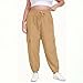 Womens Plus Size Cargo Sweatpants Casual Oversized Athletic Joggers Fashion Outfits Y2k High Waist Pants with Pockets Khaki