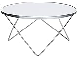 Beliani Coffee Table Hairpin Legs Tempered Glass Round Top White Silver Legs Meridian