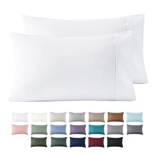 Bedsure King Size Pillow Cases Set of 2 - White Polyester Microfiber Pillowcases 2 Pack, Super Soft Pillow Case Cover with Envelop Closure, 20x36 Inches