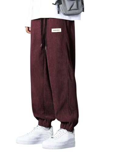 Image of KOTTY Men's Solid|Button|Wide|Loose fit|Corduroy Trousers & Pant for Men