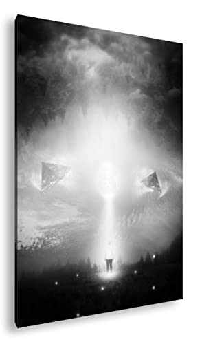 Pyramides flottantes deyoli 90x60 cm noir et blanc avec cadre