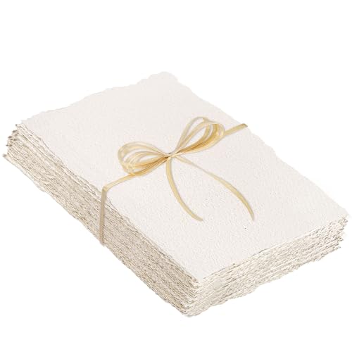 Image of 25 Sheets Watercolor Paper, 2 x 3.5, Deckled Edge Handmade Paper | 300 GSM paper, cold-pressed texture, absorbs watercolor evenly, for painting, cards, and crafts