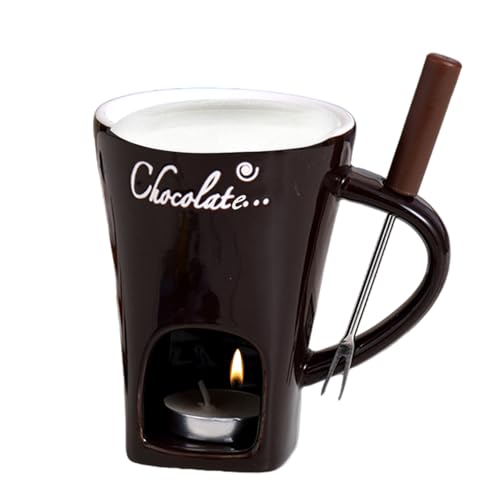 Taza genérica Chocolate Fondue - Ceramic Cheese and Postre Warmer | Butter Warmer with Fork, Tea Light | for Home Kitchen Party Valentine's Day Romantic Evening Gift for Couples Family