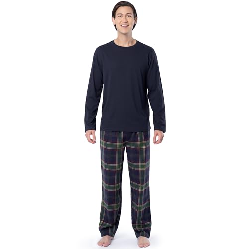 IZOD Men's Long Sleeve Jersey Top and Flannel Pants Pajama Sleep Set