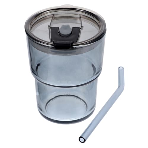 Alipis Ice Coffee Cups Glass Portable Mug Leakproof Straw Lid Safe for Travel Cup