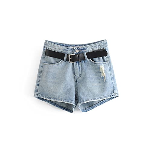 Short en jean brodé femme avec poche arrière pour le printemps