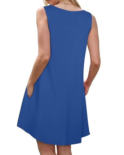 Image of JOLIGAL Womens Summer Dresses Casual Sleeveless Tshirt Sundress Beach Cover Up with Pockets Loose Tank Dress 2026