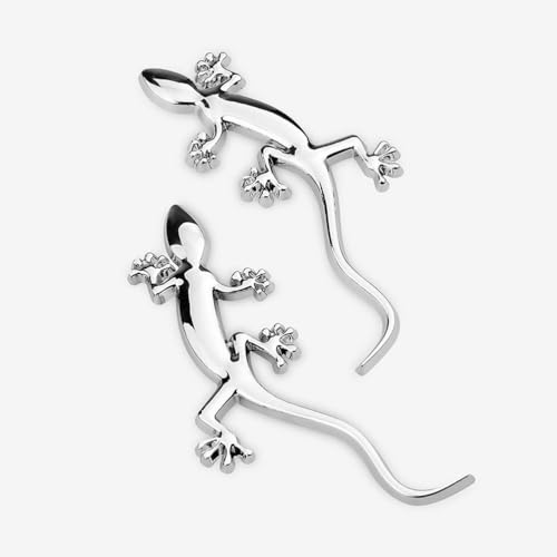 Image of 2 Pcs 3D Spiders Chrome Emblems Badges Sticker Car Decorations for AirPods Ma Decoration for All Universal Car Vehicle, Truck, Motorcycle, RV, Scooter, SUV, Door, Window Spider (2 Pcs Gecko-Silver)