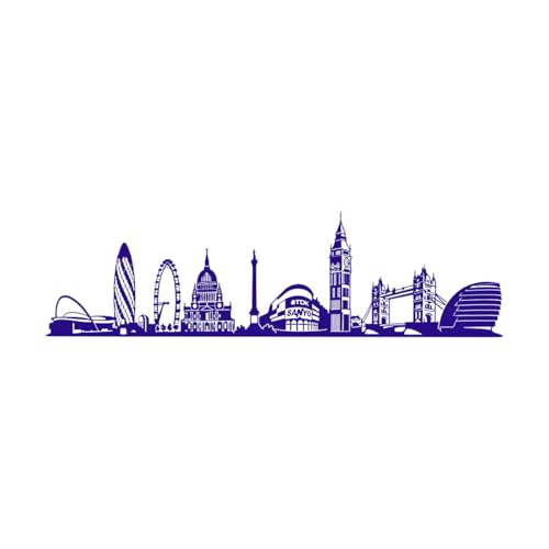 Sticker mural Skyline de Londres Royaume-Uni Ville Salon Canapé Urban Skrimes Salle de jeux Maison-L-130x29cm-Dark Blue