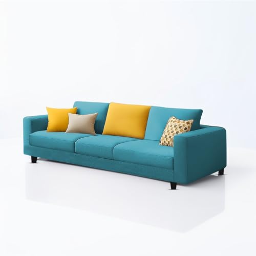 Image of Galib 3+2 Seater Sofa Set for Living Room (Turquise Fabric) Premium Fabric Sofa Set