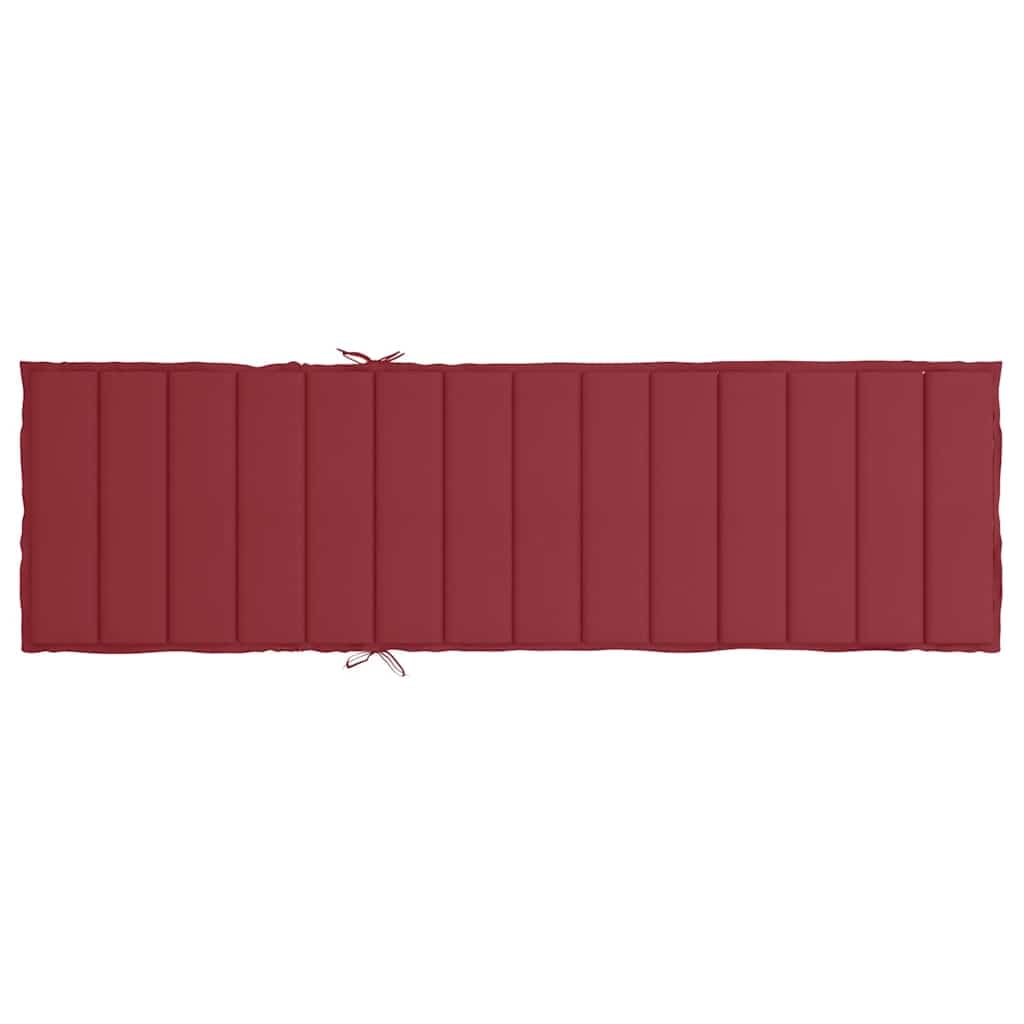 Nakładka na leżak i nakładka z tkaniny Oxford w kolorze czerwonego wina, 200 x 60 x 3 cm, na akcesoria do mebli ogrodowych z miękkim wypełnieniem i antypoślizgowym wzornictwem