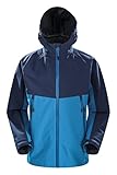Mountain Warehouse Alpha wasserdichte Kinderjacke - 3 Lagen, Mädchen- und Jungen-Regenjacke mit 5000 mm Wassersäule, atmungsaktiv, leicht, versiegelte Nähte Petrolblau 164 (13-14 Jahre)