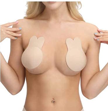 Women Babydoll Bra Panty Lingerie with Adhesive Strapless Push-up Stick On Backless Nipple Cover Gel Bra, 1 Pair (in, Alpha, XL, Women, Skin)-image-13