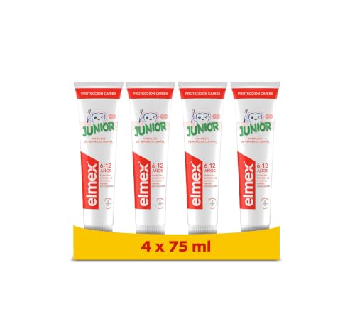 Elmex Junior Protección Caries, Pasta Dientes Infantil, Pack 4x75ml