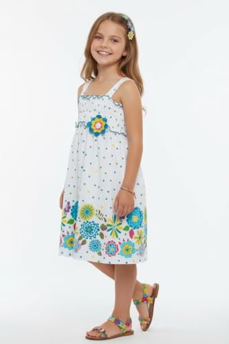 Image of ToBeInStyle Girls Two Piece Short Sleeve Dress and Matching Bolero Crop Cardigan Assorted Prints Cotton Blend Summer Outfit