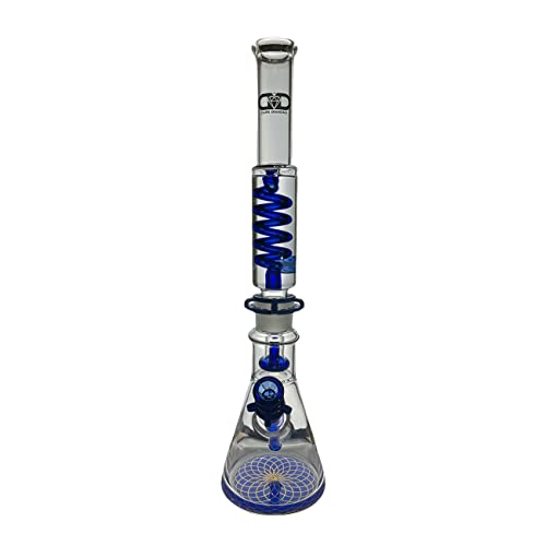 The Dark Diamond Glass Water Bong - Freezable Coil – Showerhead Percolator Height 46cm/18.5in - Joint Size: 14.4mm/18.8mm Removable Downsteam - Thickness: 5mm (Green) TDDPHX56G
