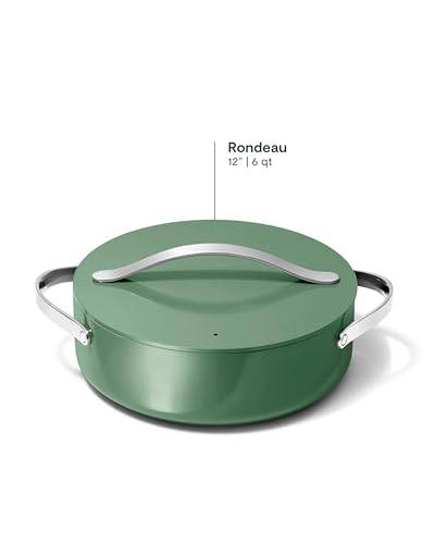 Image of Caraway Rondeau - 6 Qt Non-Stick Pan with Lid - Free From Forever Chemicals - Perfect for Searing, Braising, & Roasting - Sage