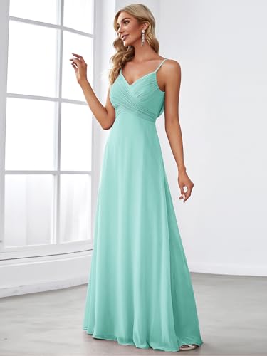 Image of Ever-Pretty Women's Summer Backless Spaghetti Strap Chiffon Bridesmaid Dresses Empire Waist Formal Wedding Guest Dress