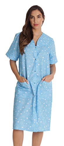 Dreamcrest Short Sleeve Seersucker Duster Housecoat Women Sleepwear 8270-10453-BLU-3X