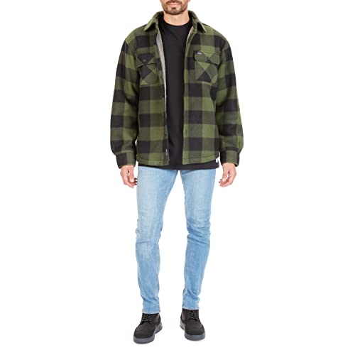 Image of Smith's Workwear Men's Sherpa-lined Plaid Fleece Shirt Jacket