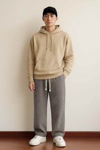 Image of KOTTY Men's Solid Wide Leg Relaxed Fit Drawstring Waist|Casual Joggers for Streetwear & Gym