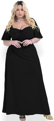 Vestido Longo Feminino Festa Sig Estilo Plus Size Decotado Tamanh...