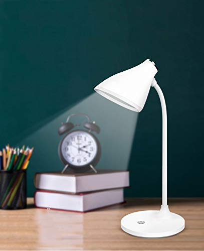 Image of IDOLESHOP High Range Quality Rechargeable LED Touch On /Off Children Eye Protection Student Study Reading Dimmer Rechargeable USB Charging Table Study Switch Desk Lamp, White