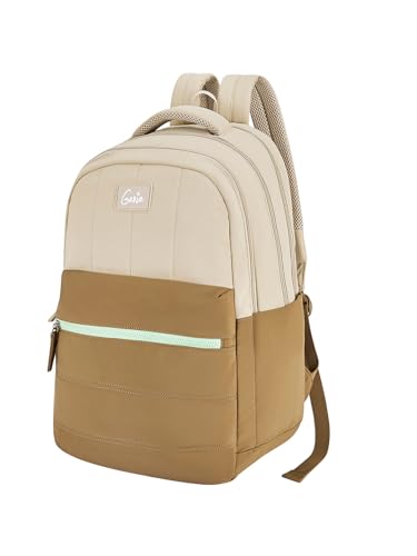 Image of Genie Marshmellow School Backpack For Girls |19 Inch-36 Litres With Laptop Sleeve, Rain cover, Three Compartments, |Best for Books, Water Bottles, Stationery, Laptop, Lunch Box & Essentials - Brown