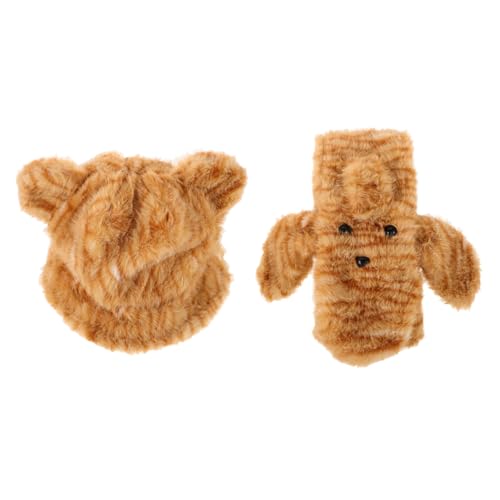 1Set Cute Tiger Print Hat and Scarf Women Plush Animal Ear Beanie Fluffy Bucket Hat Winter Warmth Face Flattering Design