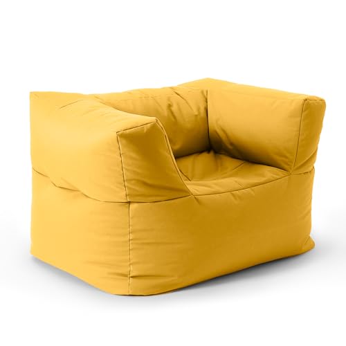 Lumaland Sitzsack-Lounge Modular Sessel | Einfach erweiterbares & leichtes Sofa | Waschbare & Wasserfeste Sitzmöbel für Innenräume & Garten | Indoor & Outdoor Sitz-Garnitur | 96x72x70 cm [Senfgelb]
