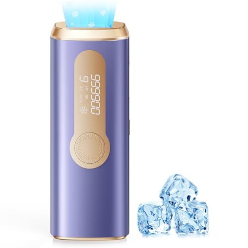 Haarlosy Epilatore Luce Pulsata con Ghiaccio, 3 IN 1 IPL Epilatore Laser per Donna e Uomo, 9 Livelli di Energia Regolabile Adatto a Corpo, Viso, Ascelle, Gambe Sensibili (Ametista)