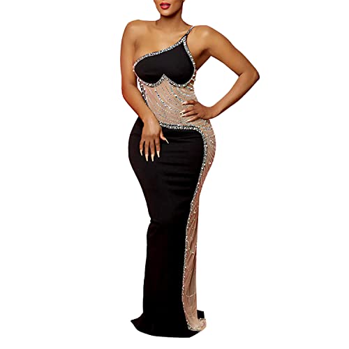 Vestido largo de cóctel de noche sin mangas con hombros descubiertos y abertura para mujer, XXXL