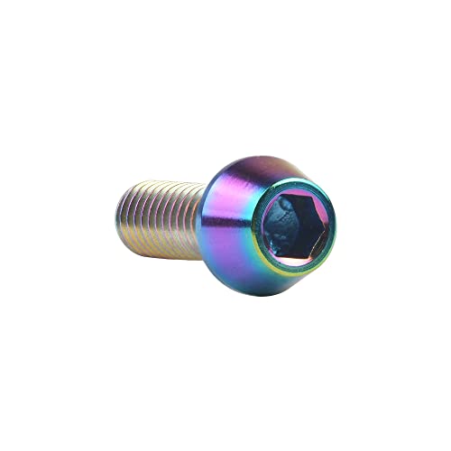 Image of Titanium Ti DIN912 M4 8 10 12 15 20mm Tapered Head Hex Bolts Bicycle Screws Pack of 6 (Multicolored, M4x12mm)