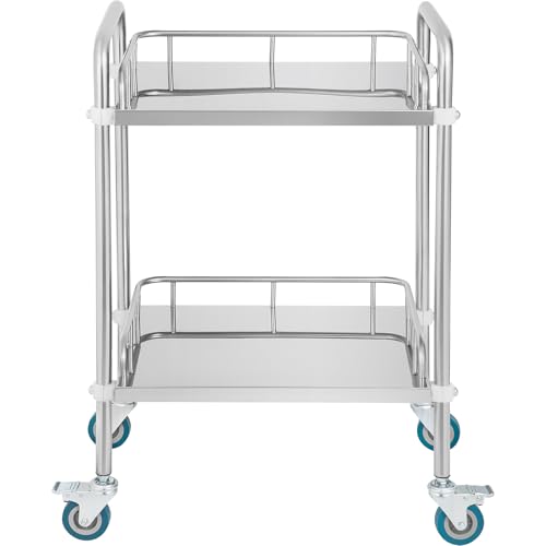 Happybuy Lab Rolling Cart, 2-Shelf Stainless Steel, for Clinic & More, 15.16