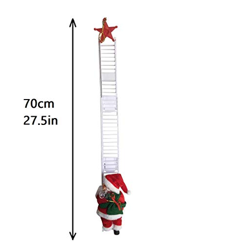 Santa Claus Climbing Ladder Electric Singing Up and Down Hanging Decoration Christmas Tree Ornaments Funny New Year Kids Gifts Party Decor (Ladder Single White)