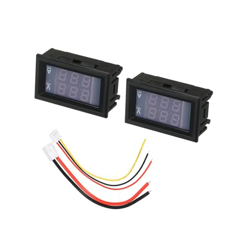 MECCANIXITY Digital Voltmeter Ammeter Volt Ampere Meter DC 100V 10A 3 Bits Red Blue Dual LED Display Panel Voltage Current Tester for Electrical Products 2Pcs