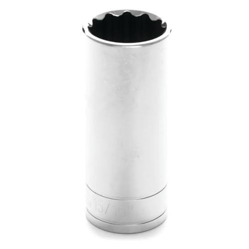 Image of Performance Tool W32630 1 /2 in. Drive 15 /16 in. 12-Point Deep Socket | Chrome vanadium steel resists corrosion. Recessed edges reduce fastener rounding. Large size stamping