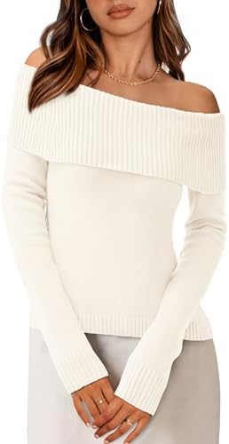 PRETTYGARDEN Off The Shoulder Sweater for Women 2026 Fall Fashion...