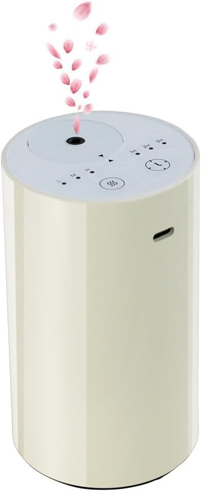 Cavir Difusor sin Agua para Aceites Esenciales, Máquina de Aroma Portátil Mini para Aromaterapia, Difusor Atomizador con Carga USB, Apagado 1/2/3H, 3 Niveles de Vaho, para Hogar, Auto, Oficina