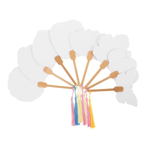 KONTONTY 16pcs 白無地扇子 用ミニ手持ち扇子 彩色 書道 絵画用 幼児園向け軽量設計 夏の屋外活動や結婚式装飾に 手軽に創造力を育むクラフト