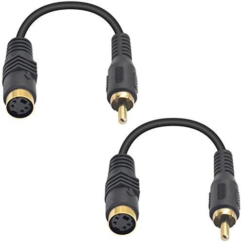 Maxhood S-Video to RCA Cable, 2Pack S Video Mini DIN 4 Pin Female to RCA Male AV Stereo Extension Cable, S Video to Composite Video Adapter for PC Computer Video AV Projector, 15cm/5.9inch