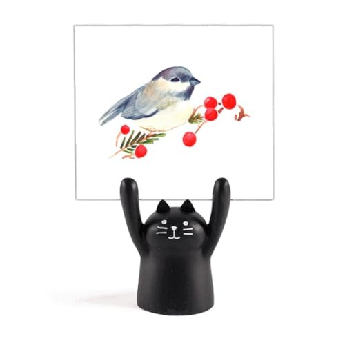 Support de mémo chat noir tête grise pince notes porte-photo mignon