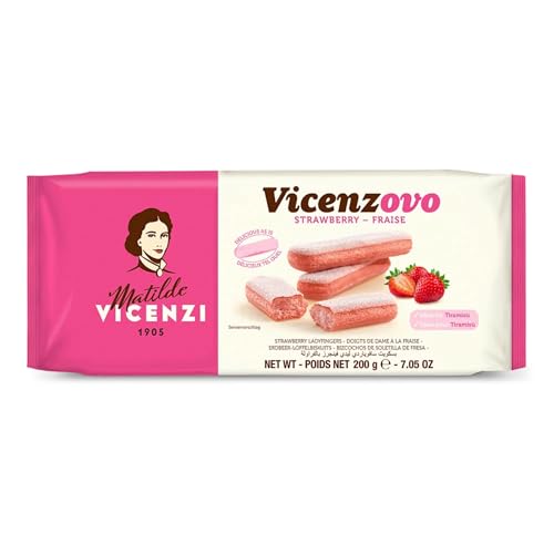 Image of Matilde Vicenzi Strawberry Ladyfingers 200g | Italy's Favorite Ladyfinger | Perfect for Tiramisu & Desserts | GMO-Free & All Natural Ingredients | Light, Crisp & Delicately Sweet